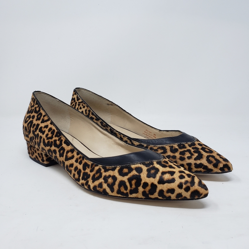 Cole Haan Leopard Print Pointed Toe Flats with Black Trim